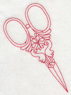 Antique Scissors 3 (Redwork) - Image 3