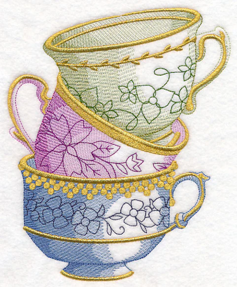Antique Teacup Stack - Image 2