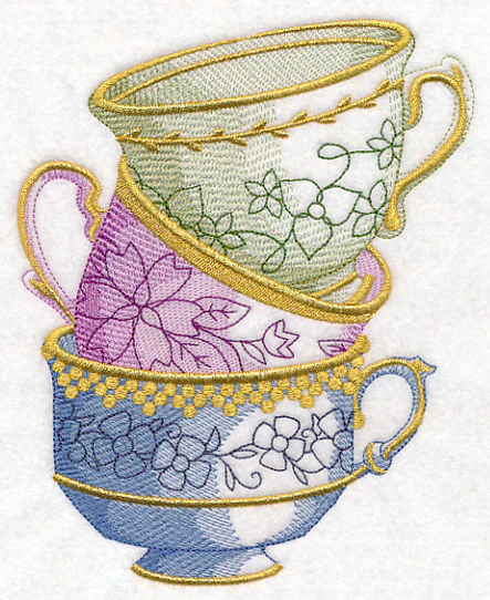 Antique Teacup Stack - Image 3
