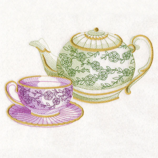 Antique Teapot and Teacup - Image 2