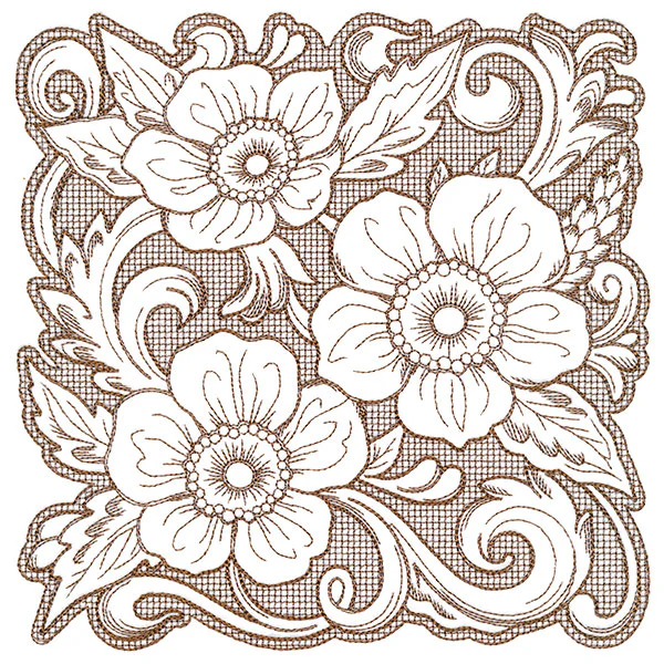 Arizona Poppy Square (Trapunto)