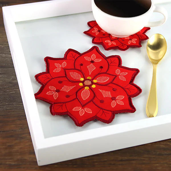 Art Deco Poinsettia Trivet (In-the-Hoop)