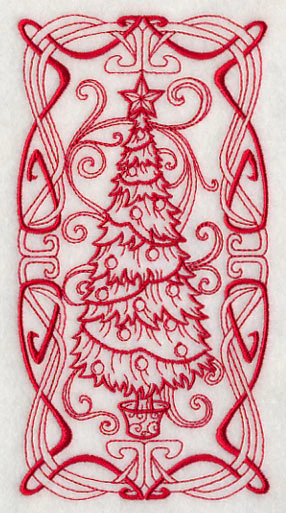 Art Nouveau Christmas Tree (Redwork) - Image 4