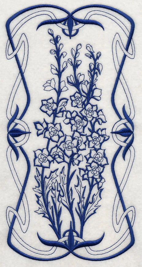 Art Nouveau Delphinium (Bluework)
