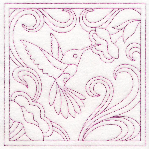 Art Nouveau Floral Quilting - Hummingbird (Double Run)