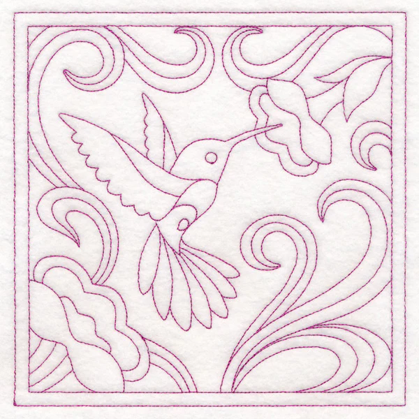 Art Nouveau Floral Quilting - Hummingbird (Double Run) - Image 2