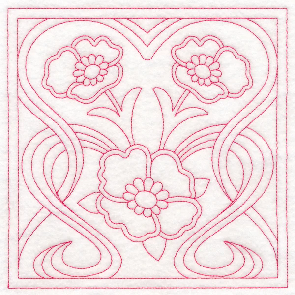 Art Nouveau Floral Quilting - Poppy (Double Run) - Image 2