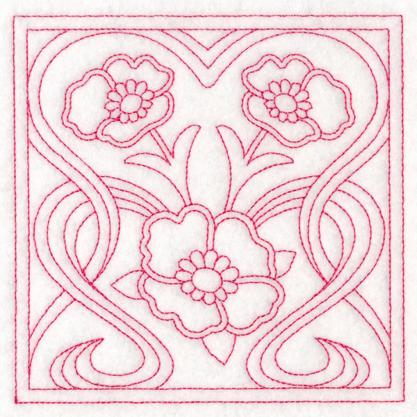 Art Nouveau Floral Quilting - Poppy (Double Run) - Image 4