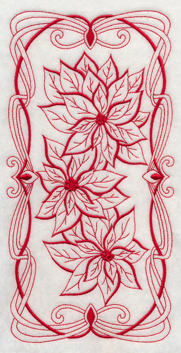 Art Nouveau Poinsettias (Redwork) - Image 2
