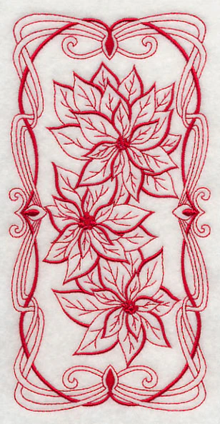 Art Nouveau Poinsettias (Redwork) - Image 3