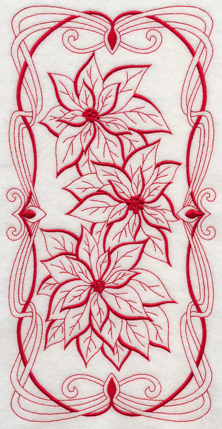 Art Nouveau Poinsettias (Redwork) - Image 5
