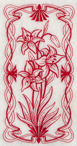 Art Nouveau Scarlet Lily (Redwork) - Image 4