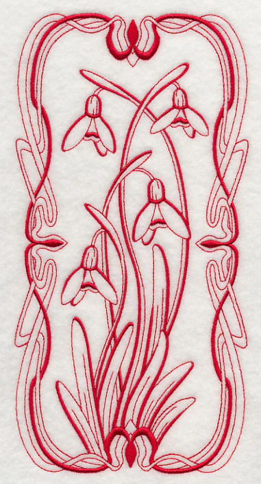 Art Nouveau Snowdrops (Redwork) - Image 2