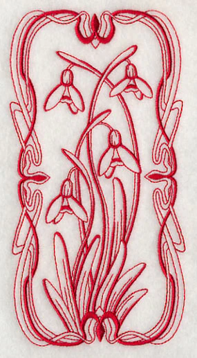 Art Nouveau Snowdrops (Redwork) - Image 4