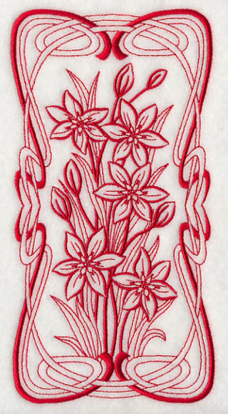 Art Nouveau Star of Bethlehem (Redwork) - Image 3