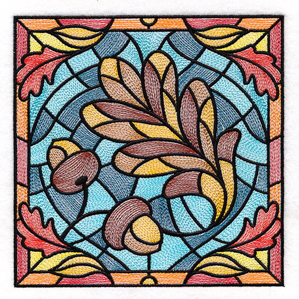 Autumn Accents Stained Glass - Oak Leaf & Acorns - Image 3