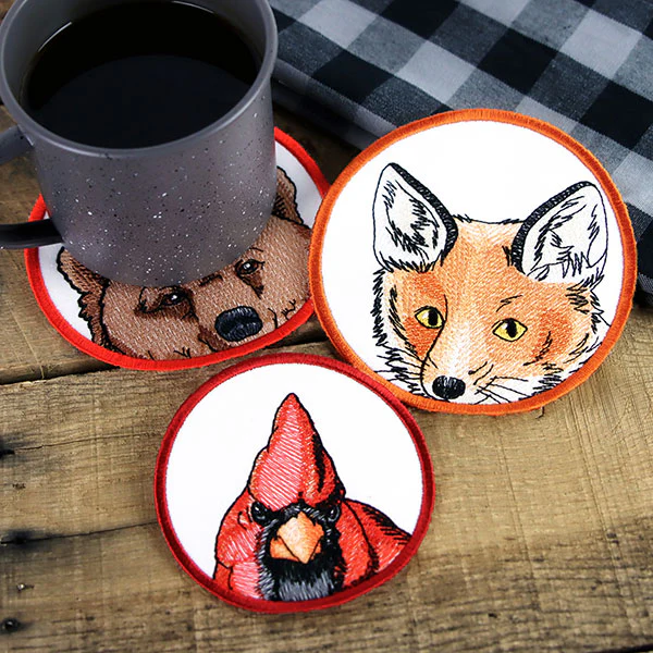 Autumn Animals Coasters - Bear (In-the-Hoop) - Image 6