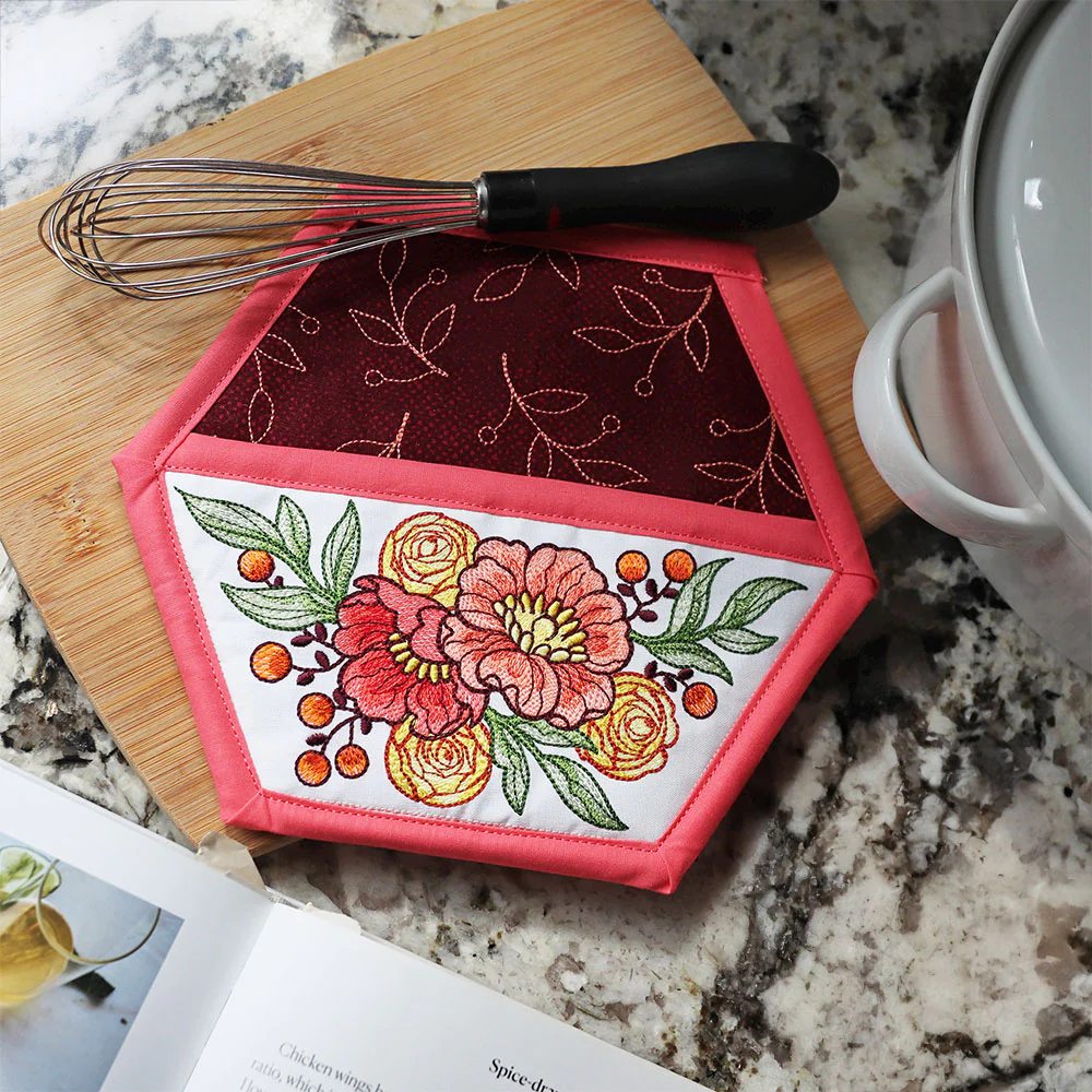 Autumn Blooms Hexagon Pocket Potholder - Image 3
