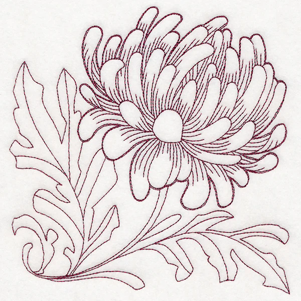 Autumn Bounty Quilting Square - Chrysanthemums (Double Run) - Image 3