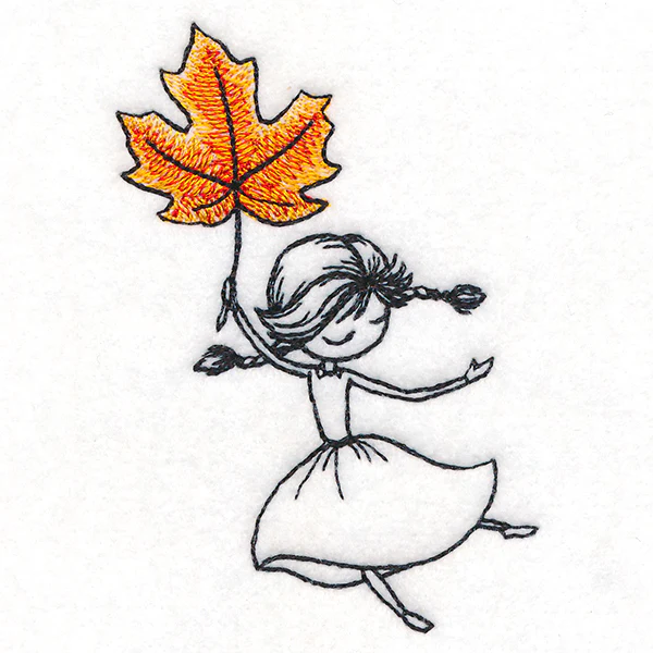 Autumn Breeze Beauty with Maple Leaf - Image 3