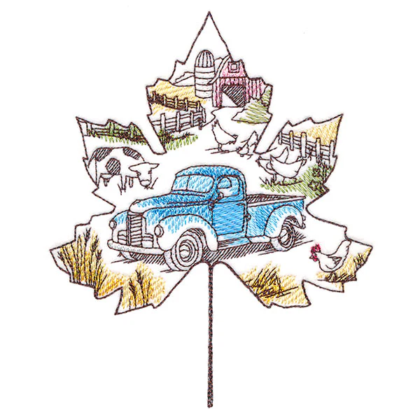 Autumn Countryside Retro Truck Scene - Image 3