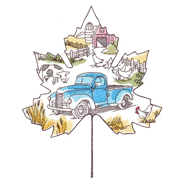 Autumn Countryside Retro Truck Scene - Image 4