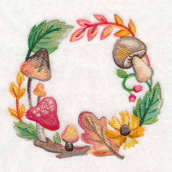 Autumn Mushroom Wreath in Watercolor - Image 3