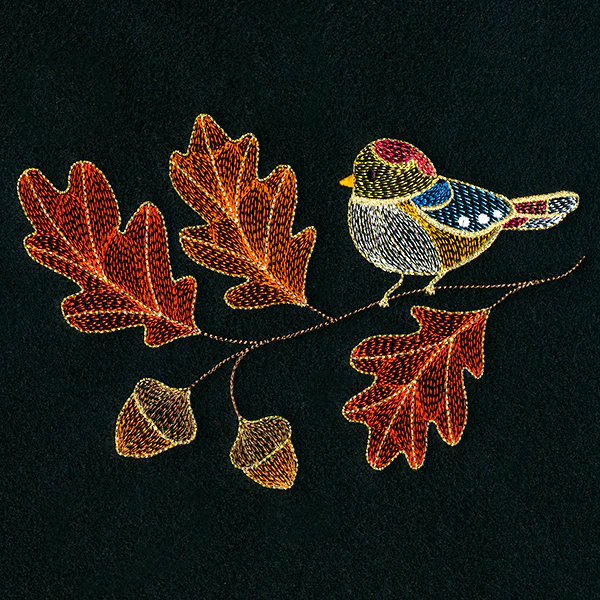 Autumn Treasures - Dazzling Bird and Oak Leaves - Image 4