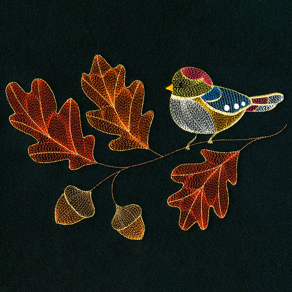 Autumn Treasures - Dazzling Bird and Oak Leaves - Image 5