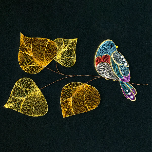 Autumn Treasures - Sparkling Bird and Birch Leaves - Image 5
