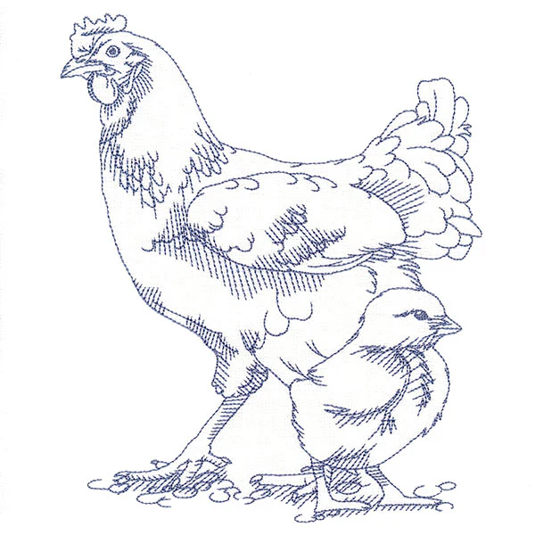 Barnyard Etchings - Hen and Chick - Image 2