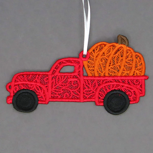Be My Pumpkin Retro Truck Ornament (Lace)