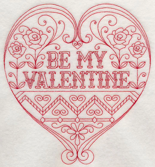 Be My Valentine (Redwork) - Image 4