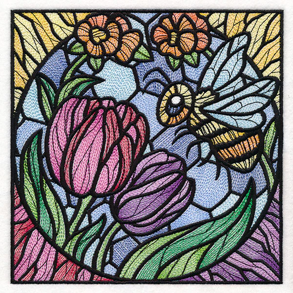 Bee and Tulip Stained Glass Square - Image 4