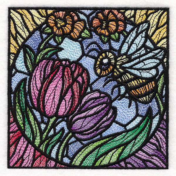 Bee and Tulip Stained Glass Square - Image 7