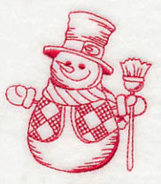 Best-Dressed Snowman 3 (Redwork) - Image 2