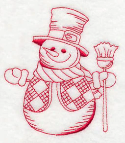 Best-Dressed Snowman 3 (Redwork) - Image 3