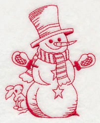 Best-Dressed Snowman 4 (Redwork) - Image 2