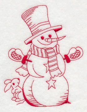 Best-Dressed Snowman 4 (Redwork) - Image 3