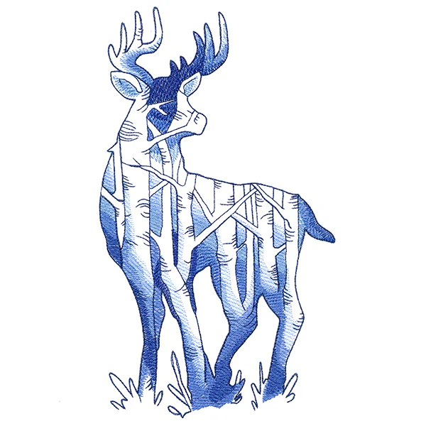 Birch Forest Deer Scene - Image 4