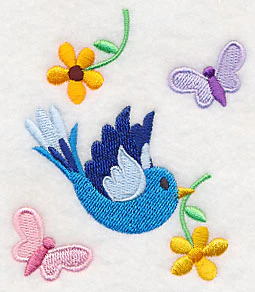 Bird and Butterflies with Flowers - Image 2