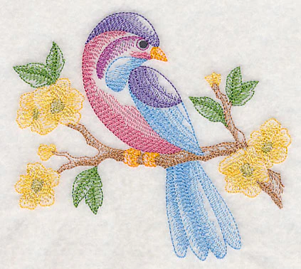 Bird in Forest Flowers (Toile) - Image 3