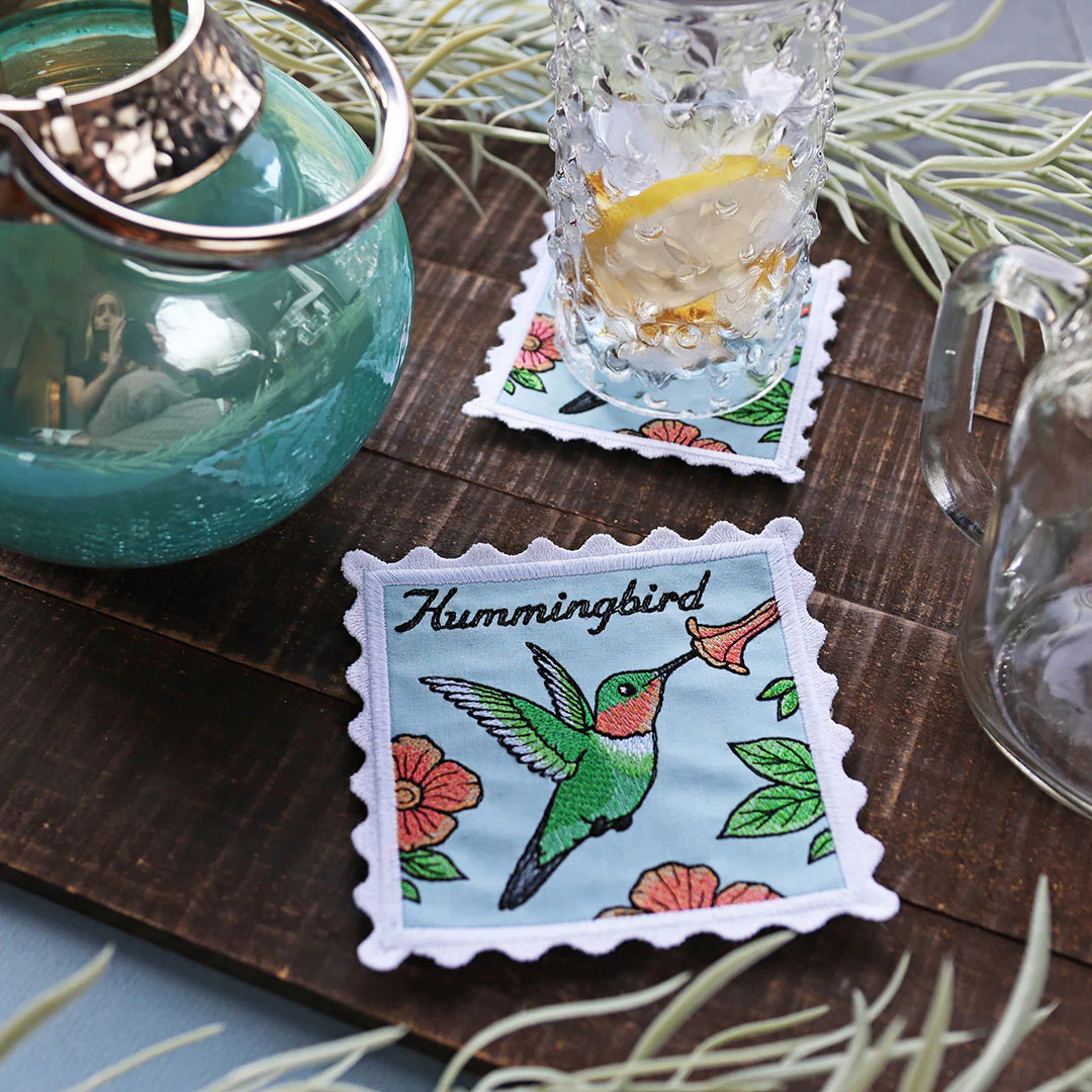 Lace Edge Bird Stamp Coasters Design Pack (In-the-Hoop) - Image 3
