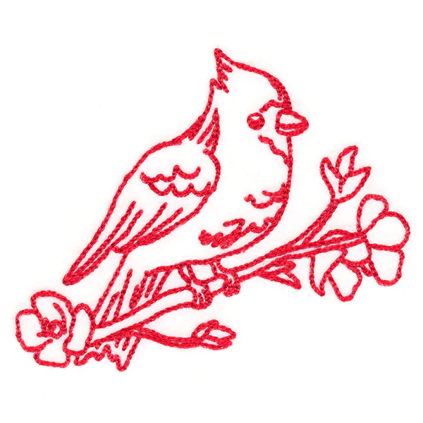 Birds & Blooms Cardinal (Redwork) - Image 3