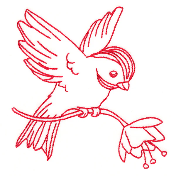 Birds & Blooms Chickadee (Redwork) - Image 4