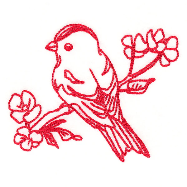 Birds & Blooms Goldfinch (Redwork) - Image 3