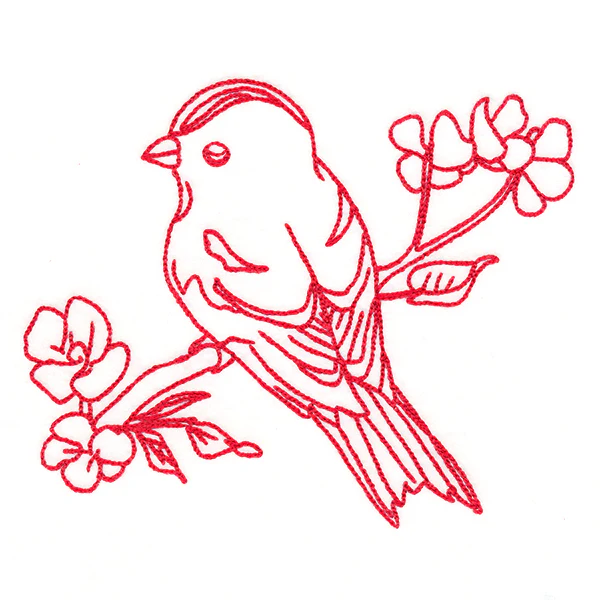 Birds & Blooms Goldfinch (Redwork) - Image 4