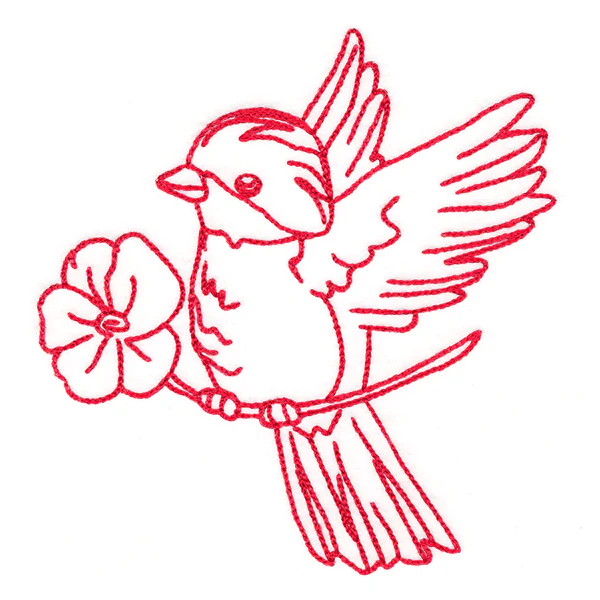 Birds & Blooms Robin (Redwork) - Image 2