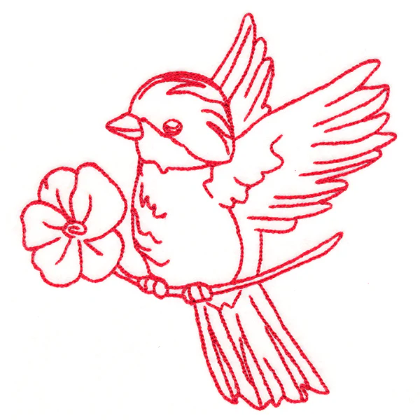 Birds & Blooms Robin (Redwork) - Image 4