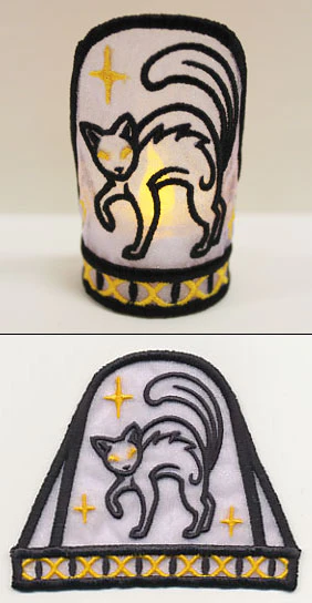 Black Cat Tea Light Wrap (In-the-Hoop) - Image 2